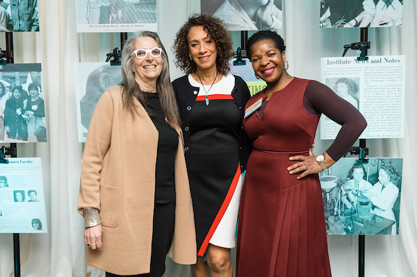 Dean of Student Affairs, Anita Farrington, poses for photo with keynote speakers Yasmine Ndassa and Pat Sapinsley